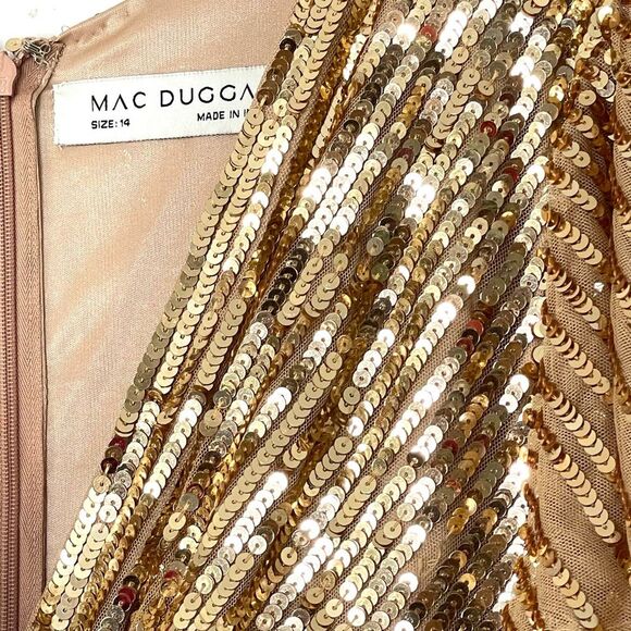 Mac Duggal 5637 Size 14 Sequin Flounce Sleeve Mother of the Bride Gown, Copper - Picture 6 of 11